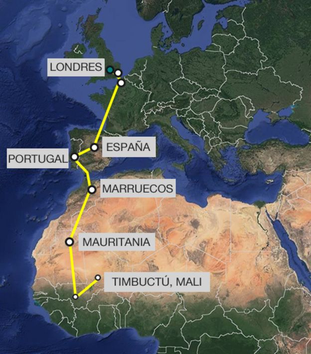 Ruta del viaje de Stephen McGown.