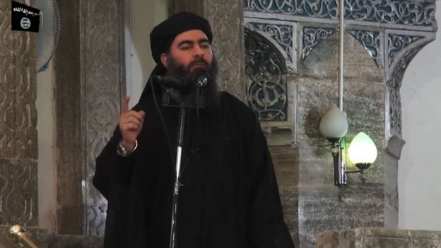 Image grab from propaganda video released on July 5, 2014 showing leader of IS Abu Bakr al-Baghdadi addressing worshippers at the Great Mosque of al-Nuri in Mosul.
