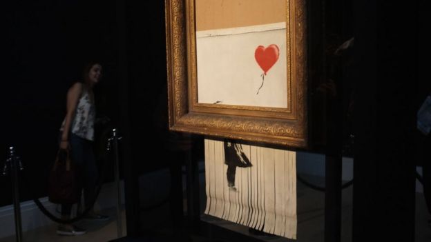 Obra de Banksy que se autodestruyó.