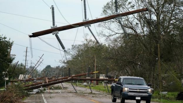 Downed power lines in Iowa, Louisiana