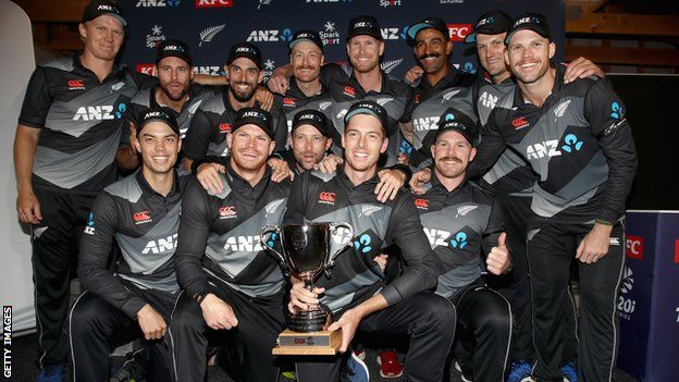 New Zealand with the Twenty20 series trophy