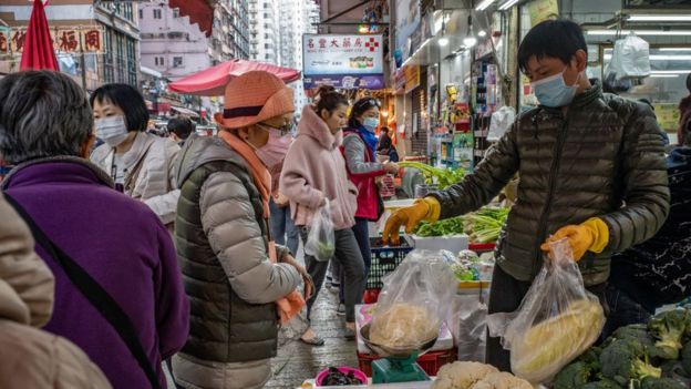 Mercado de alimentos en Hong Kong.