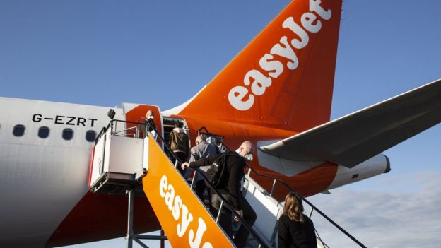 People boarding an easyjet flight