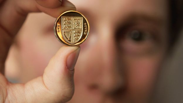 Pound coin in hand