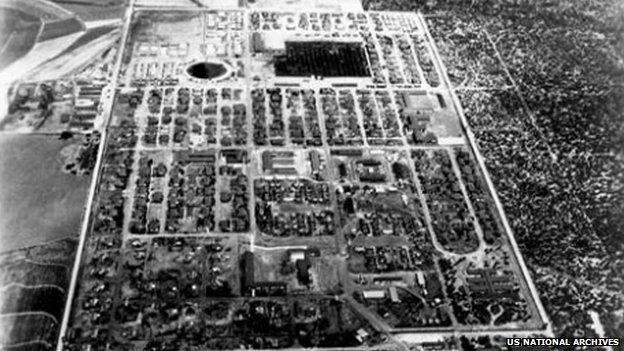 Undated aerial view of Crystal City Internment Camp, Texas