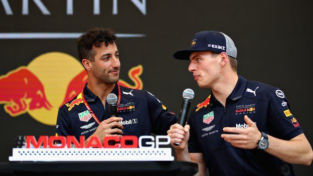 Red Bull's Daniel Ricciardo and Max Verstappen