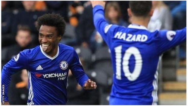 Willian na nyota wa Chelse\ Eden Hazard