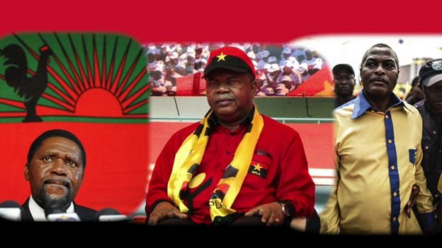 Joao Lourenço (C), Isaias Samakuva (G) et Abel Chivukuvuku (D)