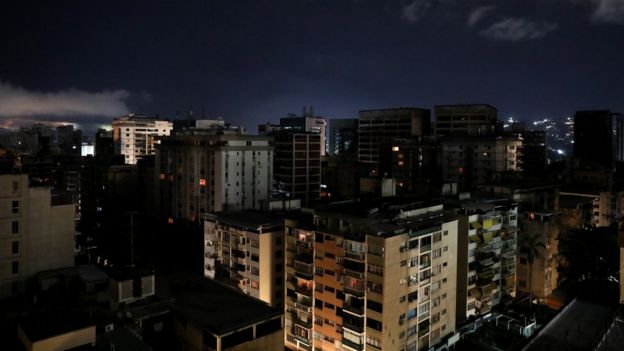 A general view of Caracas during a blackout