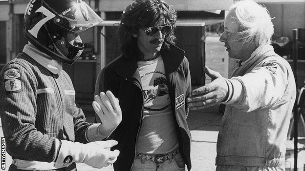 Barry Sheene, George Harrison and John Surtees in 1978