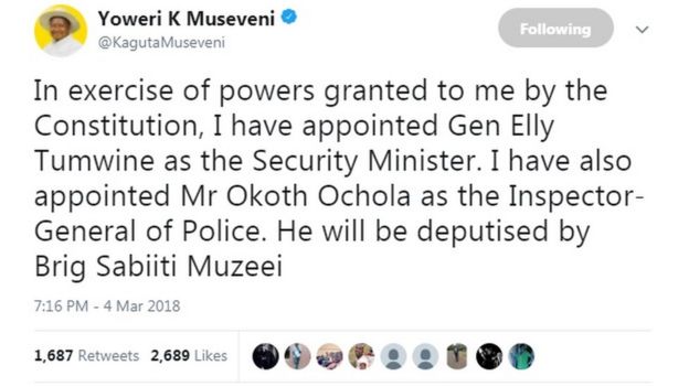 Museveni Twitter