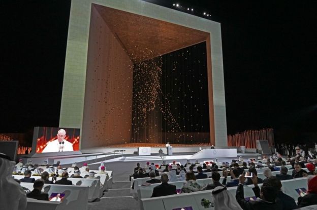 Pope Francis addresses a conference of religious leaders in Abu Dhabi (4 February 2019)