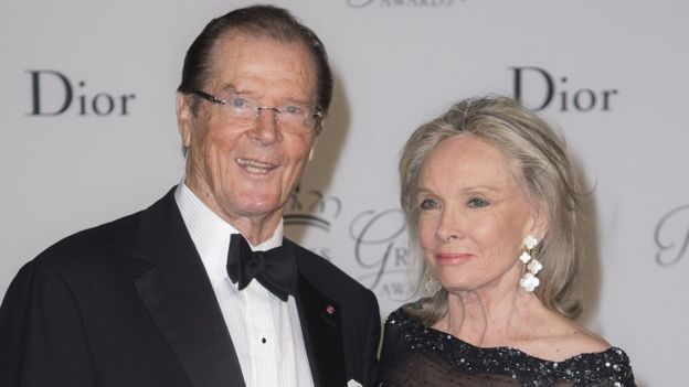 Sir Roger Moore with wife Kristina Tholstrup