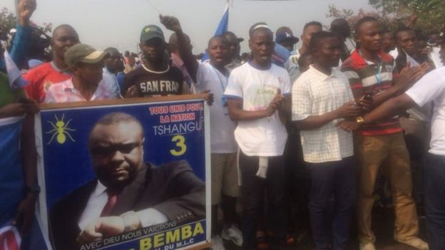 Des partisans de Bemba venu l'accueillir