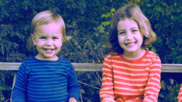 Lucia Krim, six, and her brother Leo, two