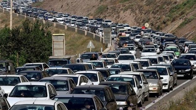ترافیک نوروزی در جاده چالوس، شمال ایران
