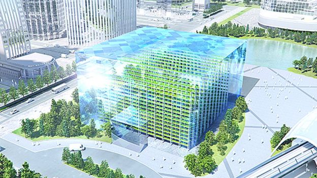 Concept image of glass box urban farm