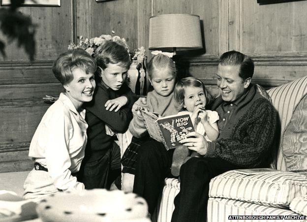 Left to right: wife Sheila Sim, children Michael, Jane and Charlotte and Richard Attenborough