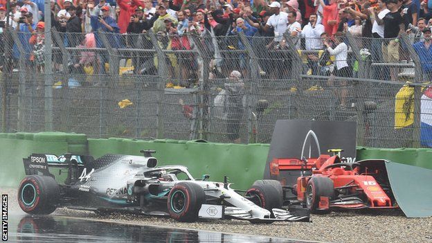 Hamilton and Leclerc crash at the German Grand Prix