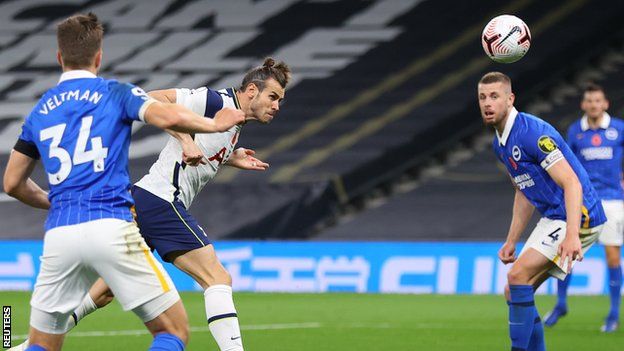 Gareth Bale scores for Tottenham against Brighton in the Premier League