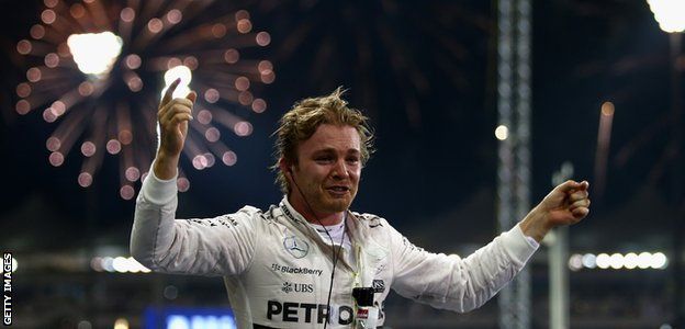 Nico Rosberg celebrates winning the 2015 Abu Dhabi Grand Prix