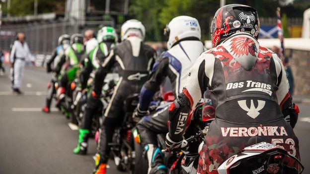 Riders lining up on the start line