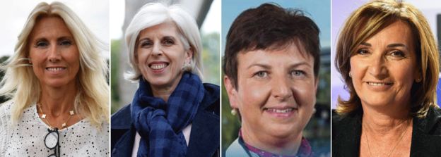 Among the women standing for LREM are (L-R) Marie Sara, Brigitte Liso, Anne Roquet and Corinne Versini
