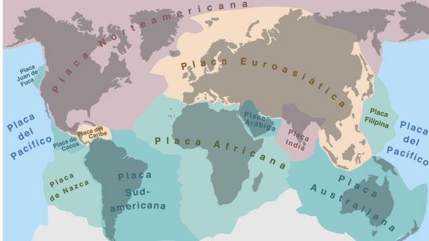 Mapa de placas tectónicas.