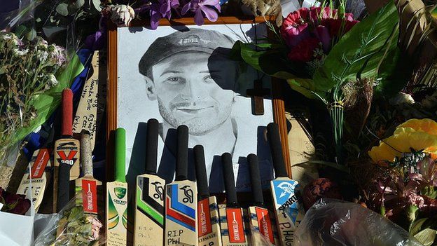 A memorial to Australian cricketer Phillip Hughes