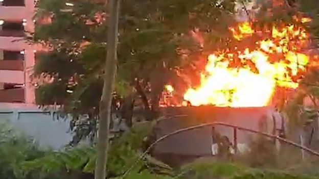 A fire at the shopping centre