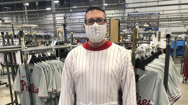 Fanatics used material to make baseball uniforms for masks