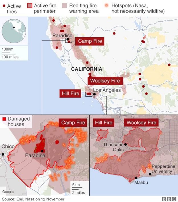 Cháy rừng xảy ra ở nhiều quận trên toàn bang California