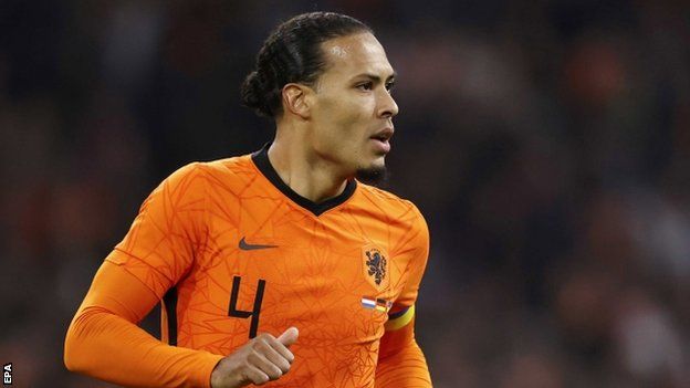 Virgil van Dijk playing for the Netherlands