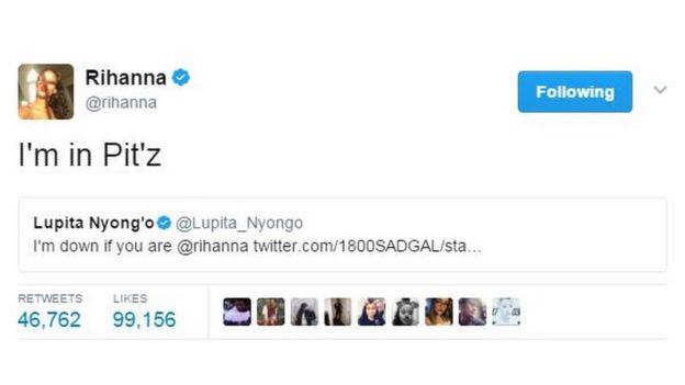 'I'm in Pitz' Rihanna tweeted