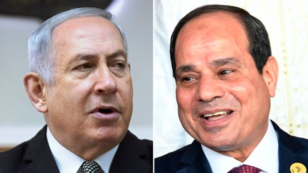 Composite image of Benjamin Netanyahu and Abdel Fattah el-Sisi