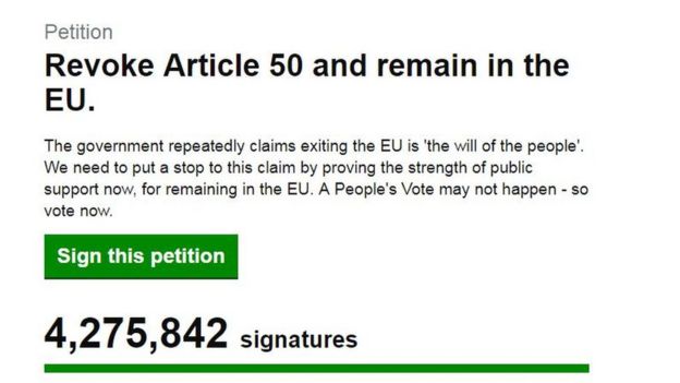 Brexit: Petition To Revoke Article 50 Passes 5.7m Signatures - BBC News