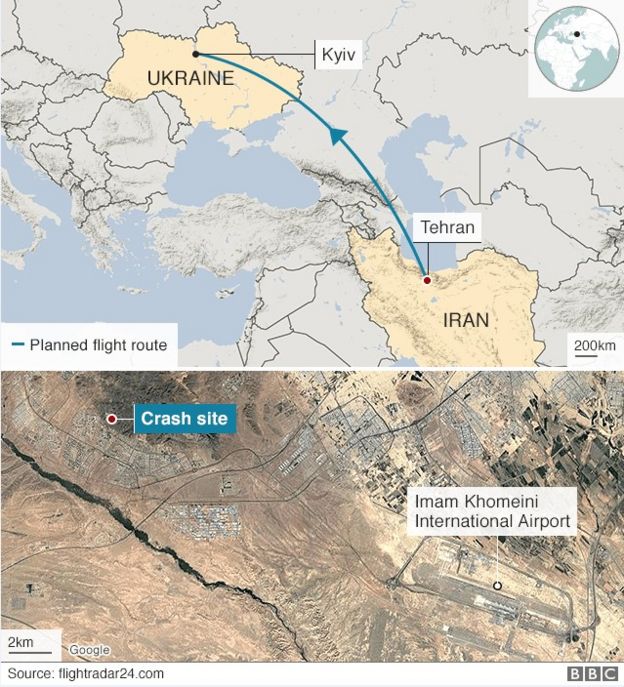 Map of Ukraine crash site