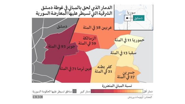 خريطة للغوطة الشرقية