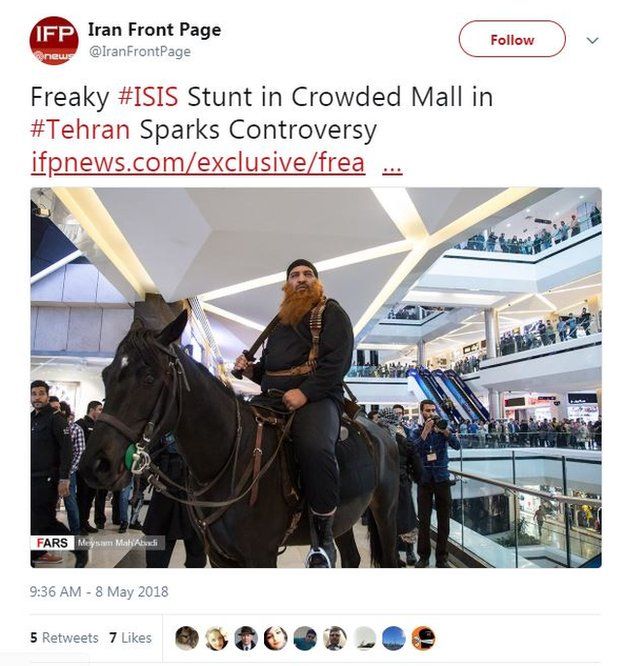 Tweeted picture of a man on a horse with a sword