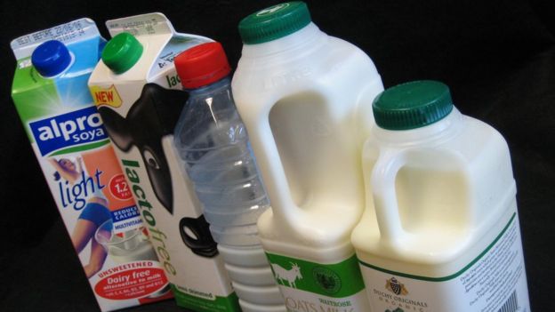 Embalagens de leite de soja vendidos no Reino Unido