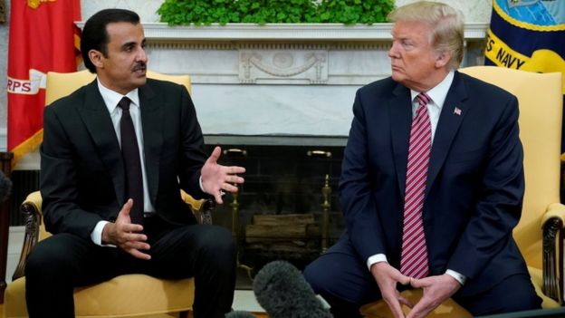 Katar Emiri Temim bin Hamad es-Sani ve ABD Başkanı Donald Trump