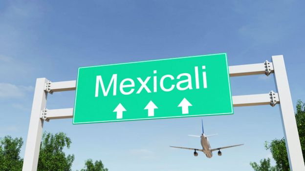 Cartel con el nombre "Mexicali"