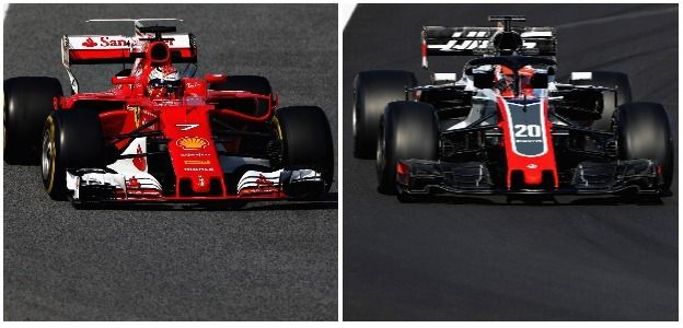 Ferrai and Haas F1 cars
