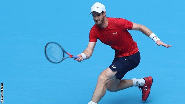 Britain's Andy Murray hits a shot against Cameron Norrie in round two of the China Open