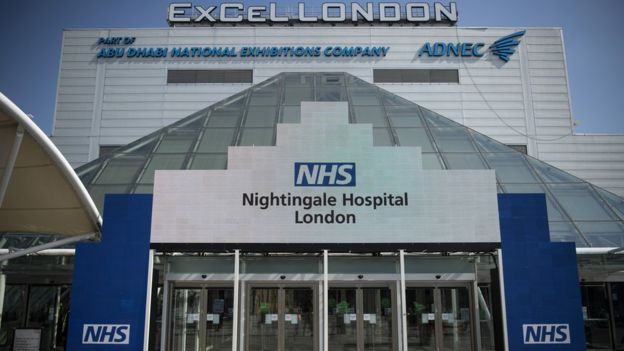 A general view of the Excel NHS Nightingale Hospital in East London