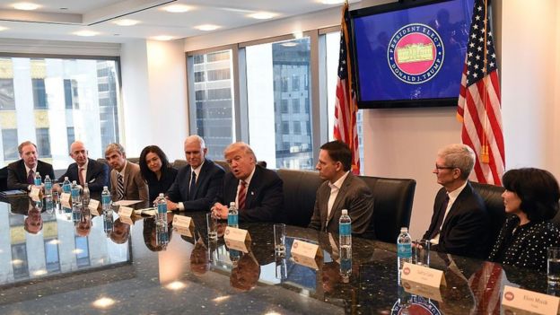 A number of tech leaders met with Donald Trump before his inauguration.