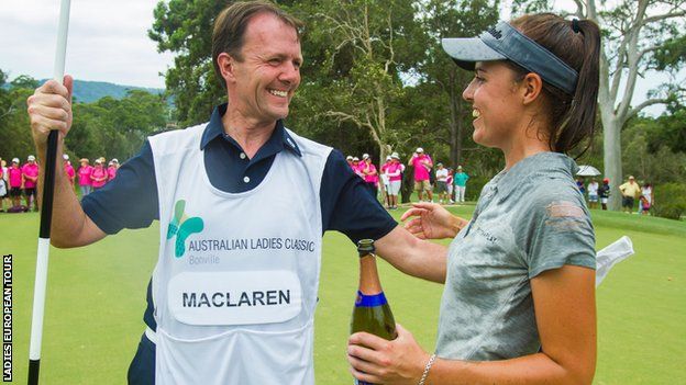 Meghan MacLaren with father and caddie David