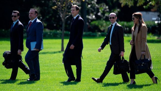 30 September - Top Trump officials, including Hope Hicks, travelled with Mr Trump to Minnesota