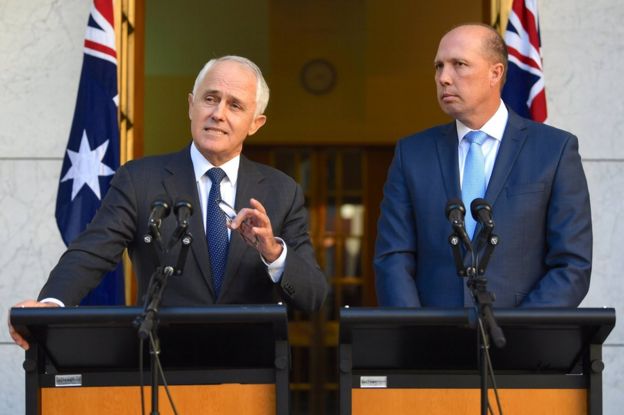 Australian Prime Minister Malcolm Turnbull and Immigration Minister Peter Dutton