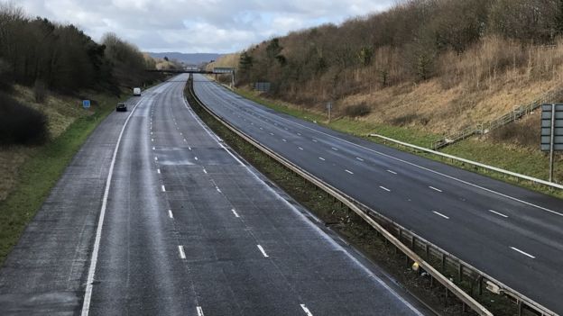 A view of the empty M5 near Taunton